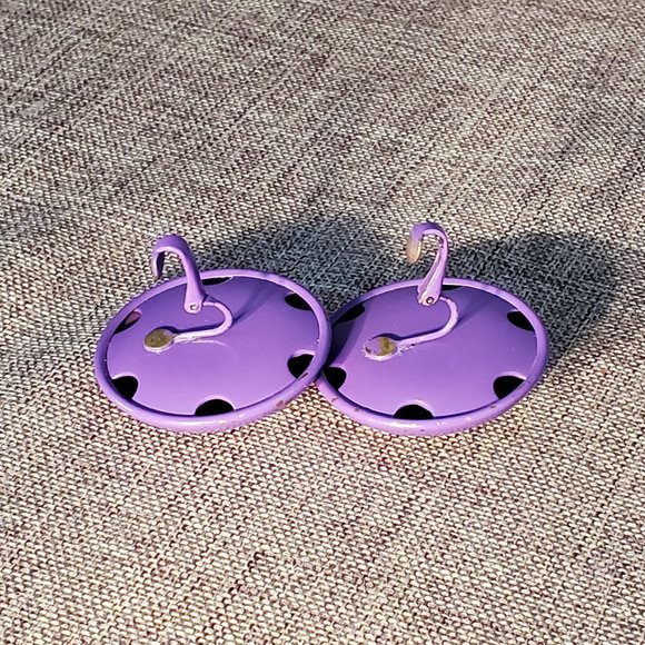 80's Retro Polkadot Clip On Earrings - Picture 2 of 3